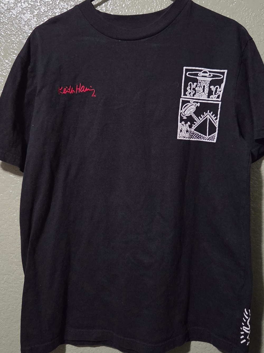 Keith Haring x Shoe Palace Heart Tee T-shirt Size Medium M Men Black Embroidery